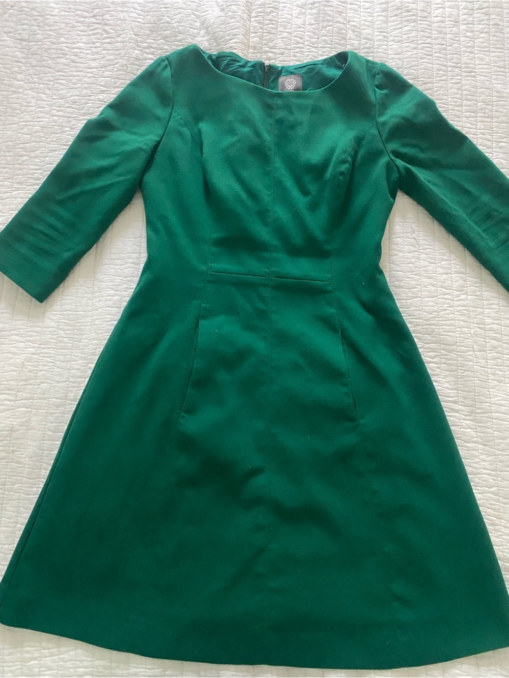 Vince Camuto Emerald Green Long Sleeve A-Line Dress